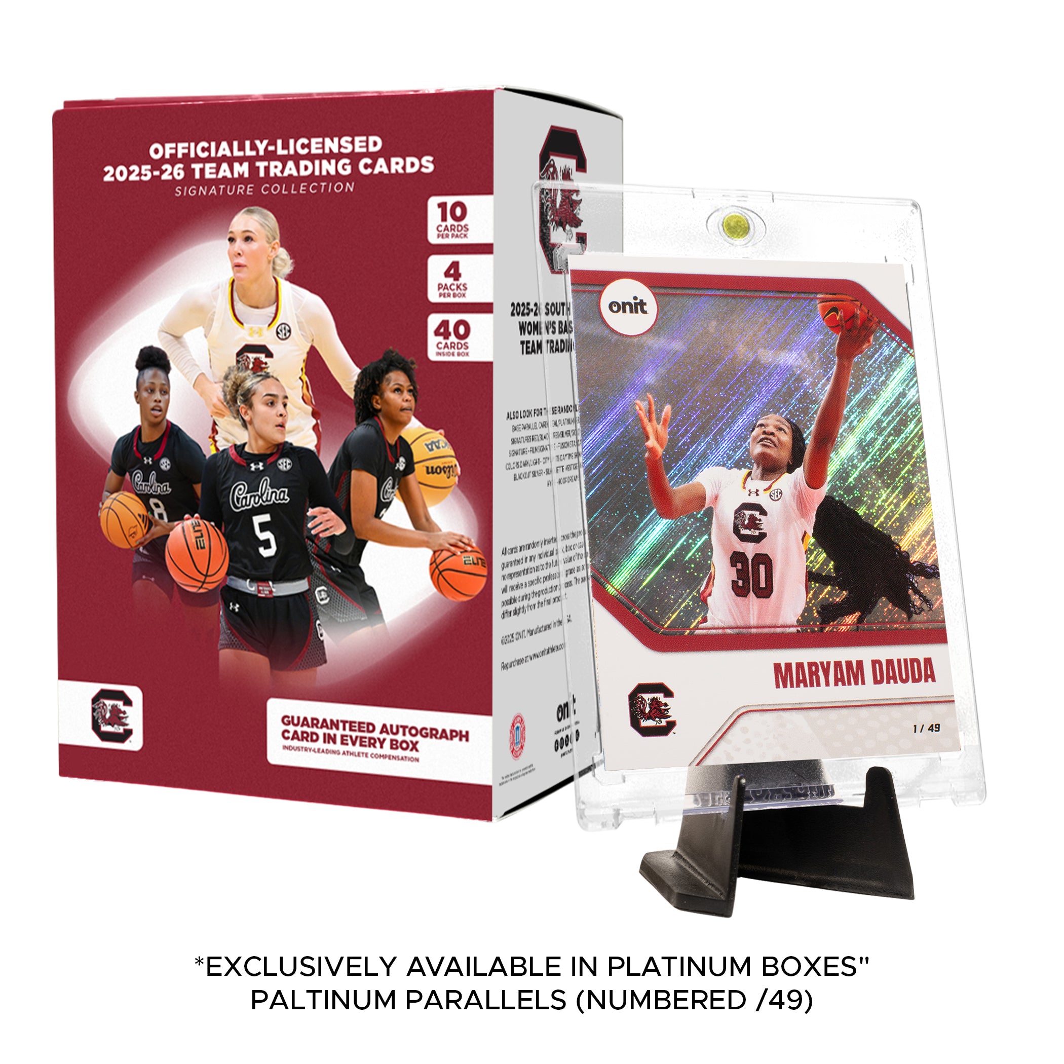 University of South Carolina Women's Basketball 2025-26 Trading Cards - Platinum Box (Guaranteed Autograph)