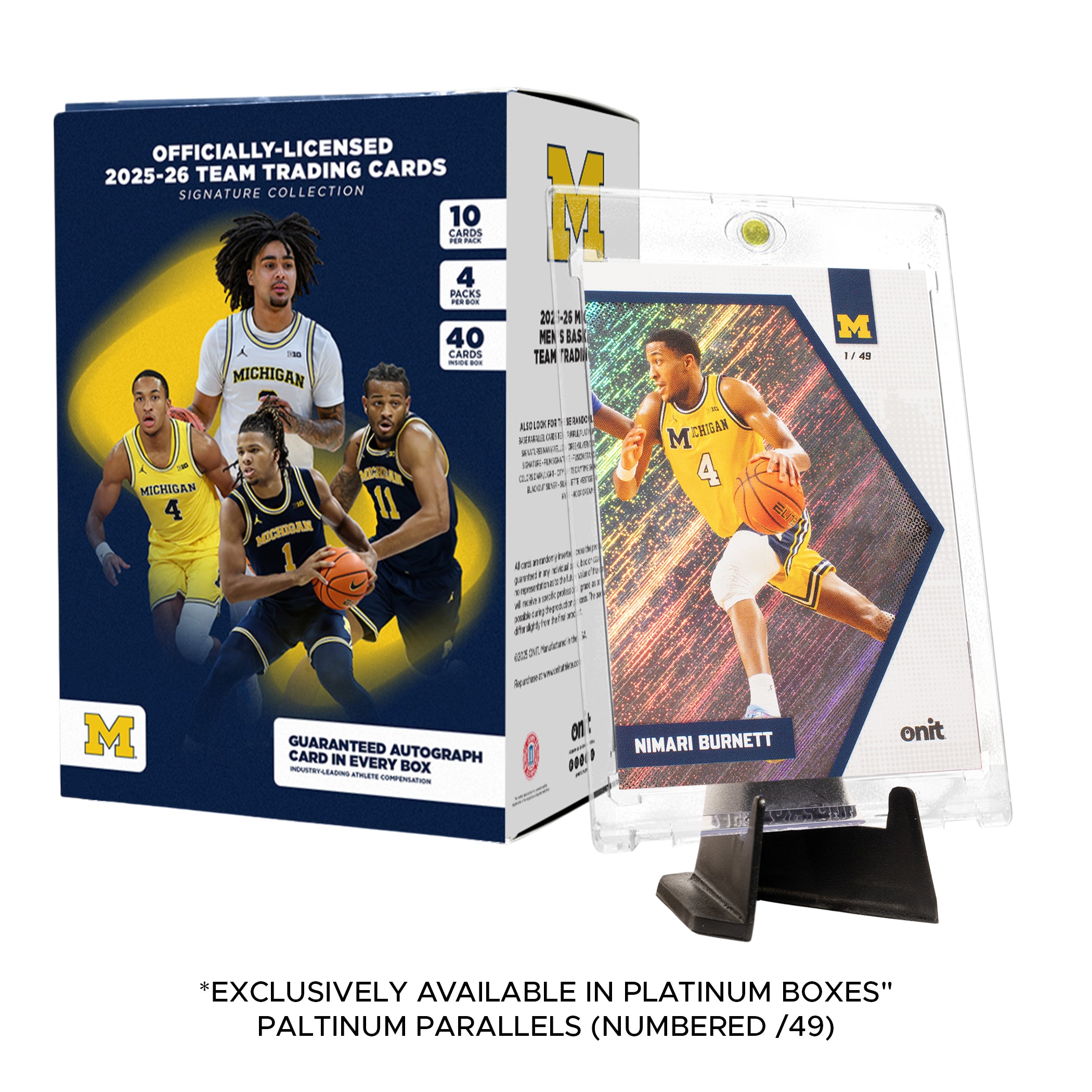 University of Michigan Men's Basketball 2025-26 Trading Cards - Platinum Box (Guaranteed Autograph)
