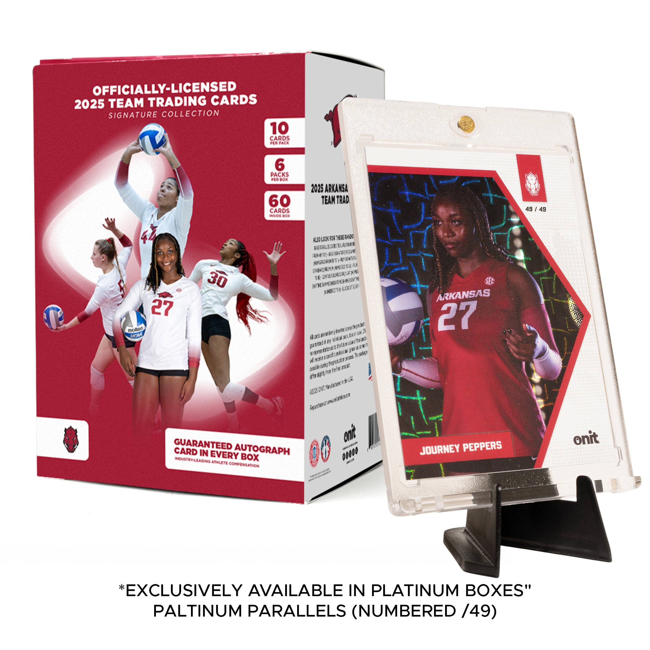 University of Arkansas 2025 Volleyball Trading Cards - Platinum Box (Guaranteed Autograph)