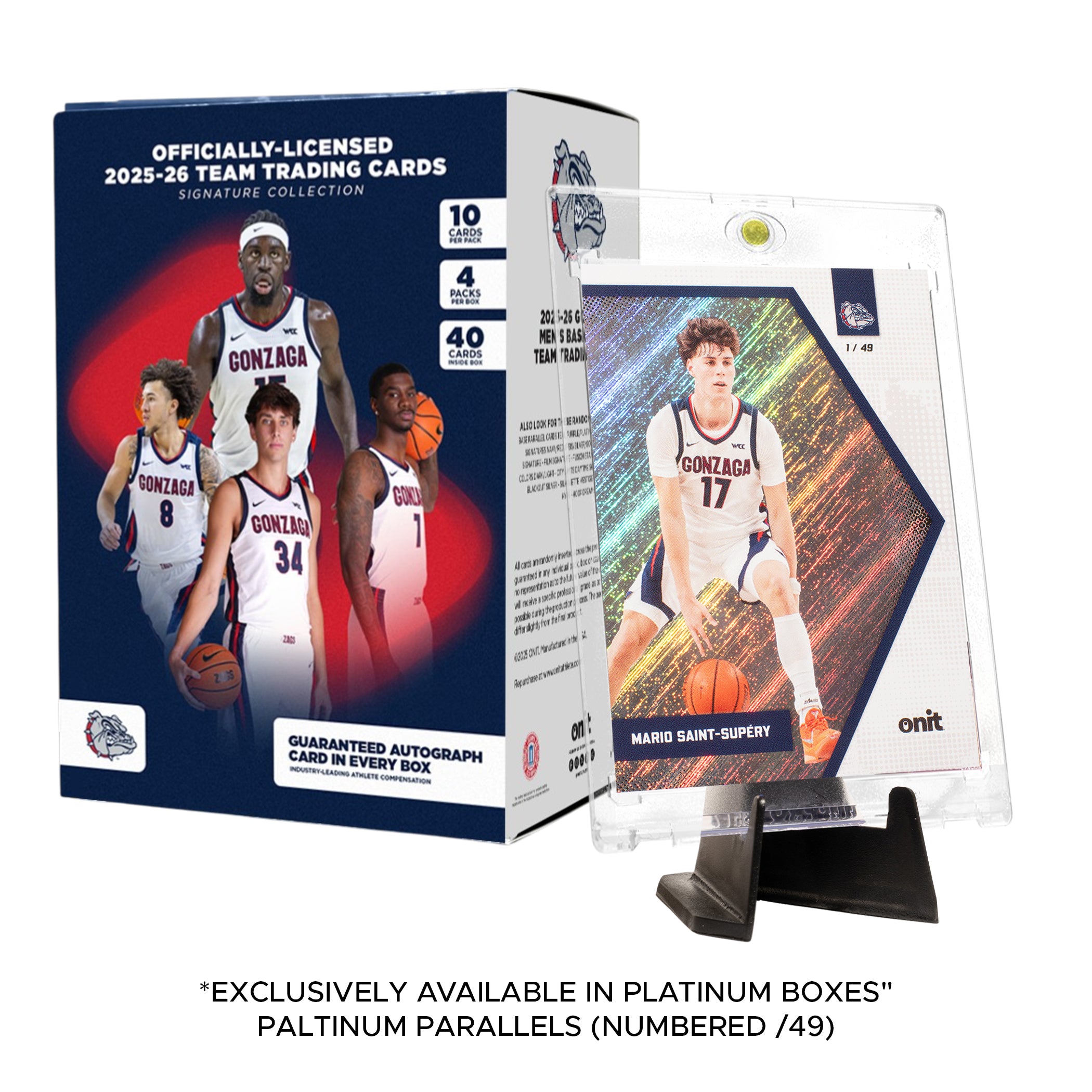 Gonzaga University Men's Basketball 2025-26 Trading Cards - Platinum Box (Guaranteed Autograph)
